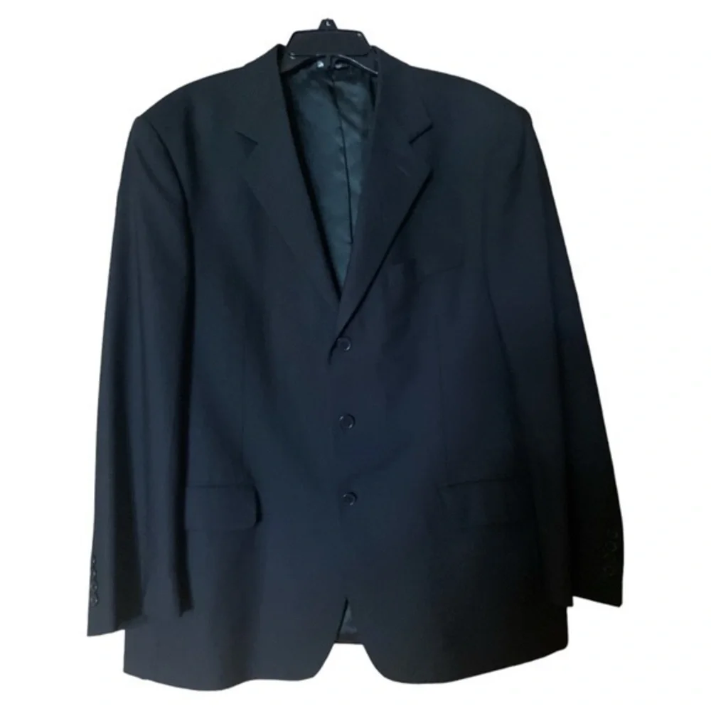 Vito‎ Rufolo Italy Vtg Wool Super 100s Suit Jacket Sport Coat Mens 44S Black